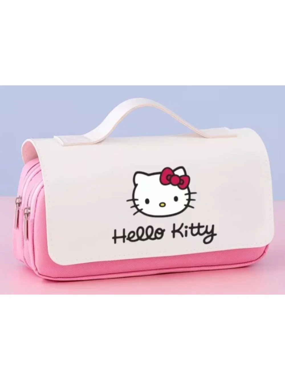 Hello Kitty Large Capacity Pencil Case – 3-Layer Zipper Organizer with Handle